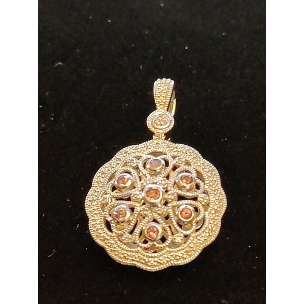 925 Diamond & Pink Tourmaline W/ Pave' Border 1" Dia